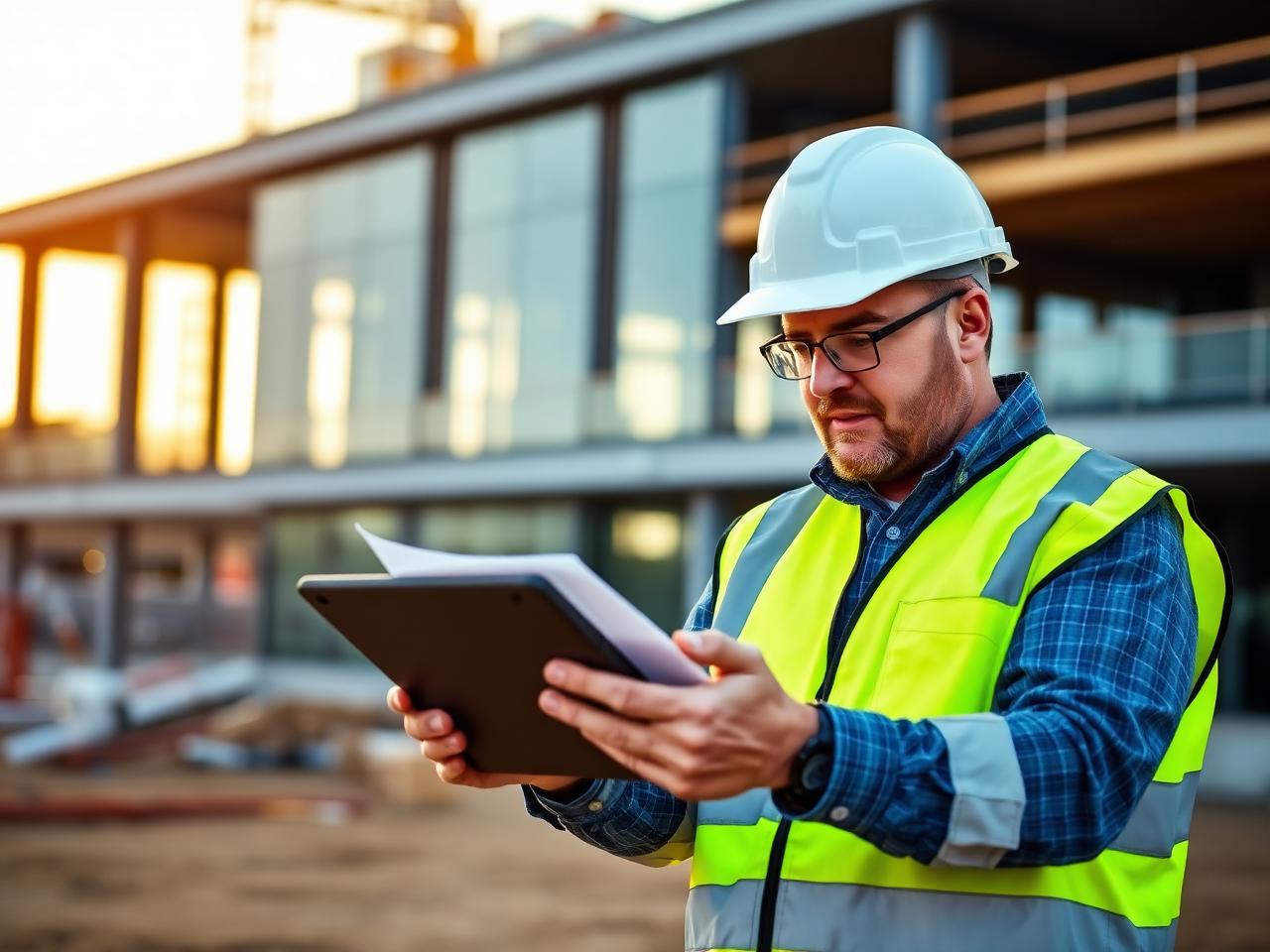 Site manager reviewing plans